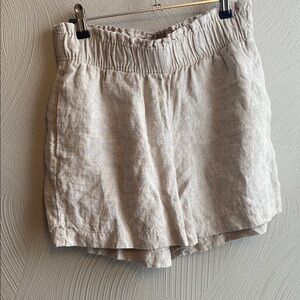 Quince High Waist Cream Linen Shorts